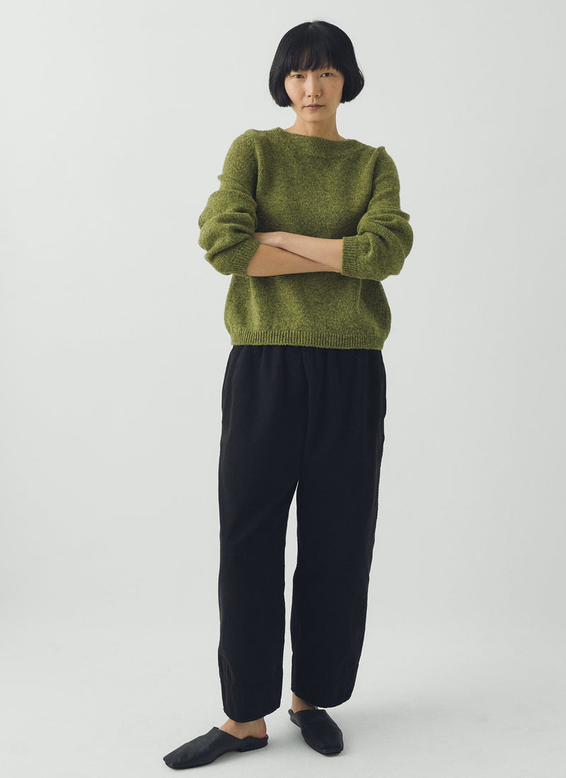 Boat Neck Wool Sweater | Apple Green