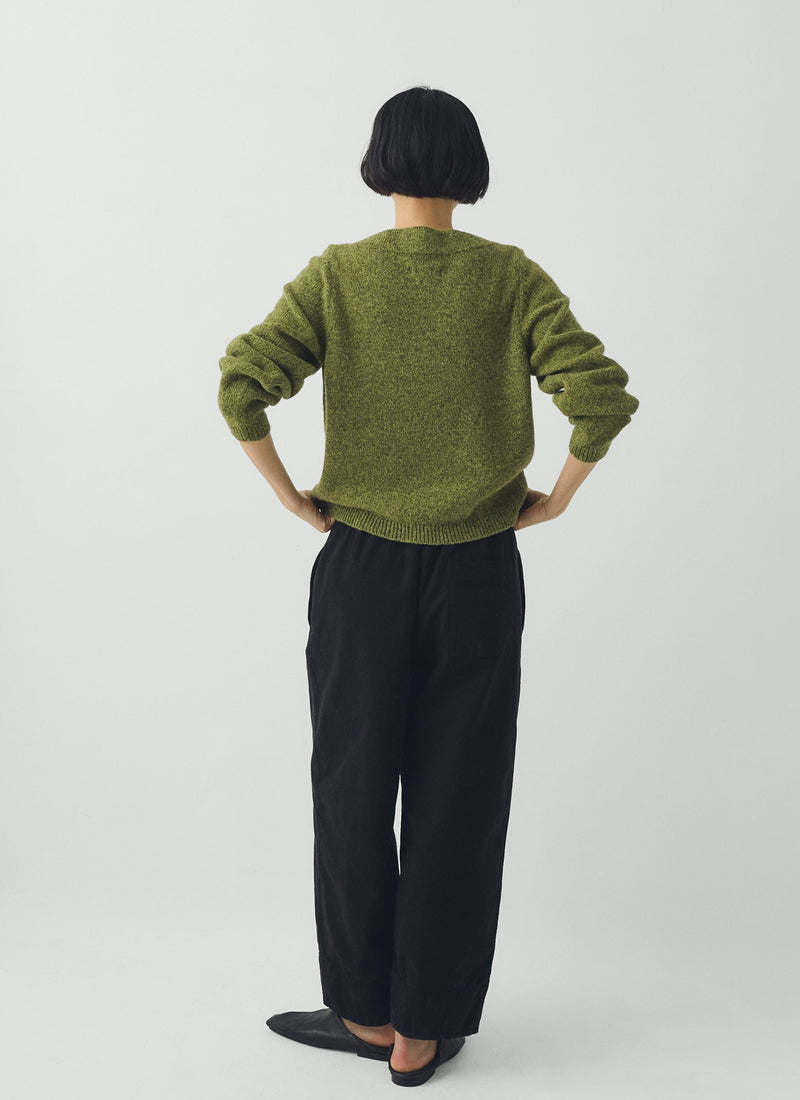 Boat Neck Wool Sweater | Apple Green
