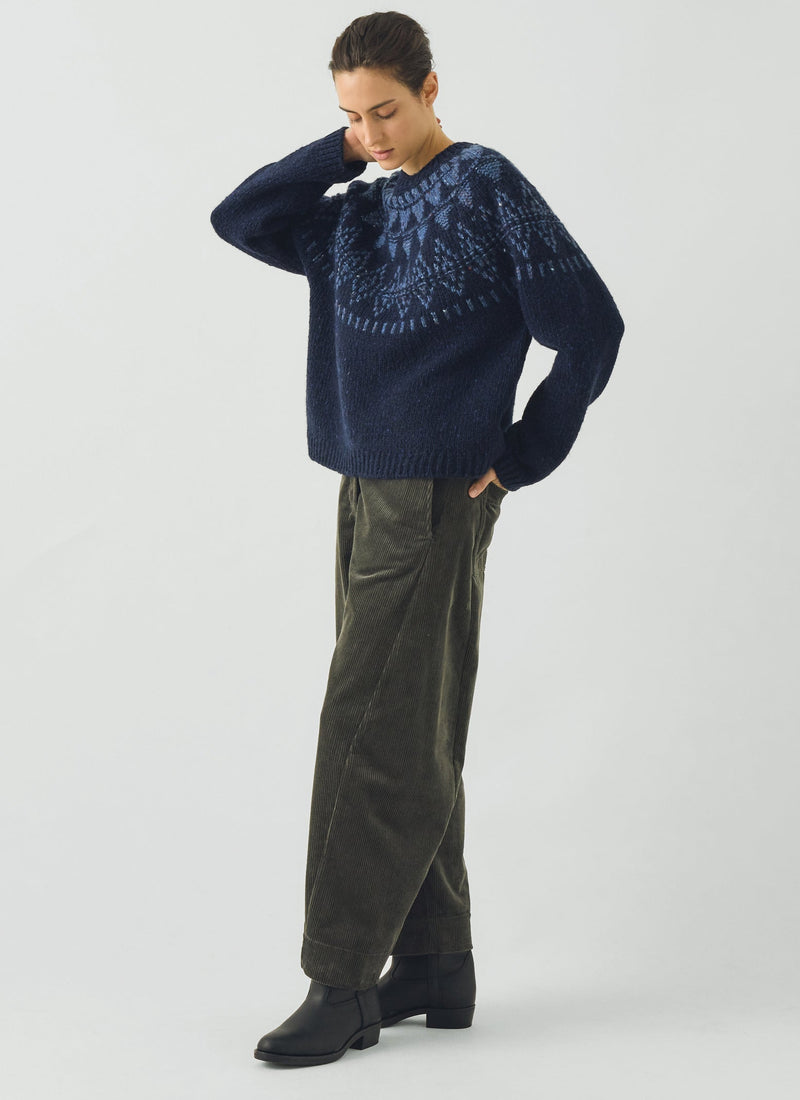 Harvest Yoke Donegal Sweater | Navy/Blue