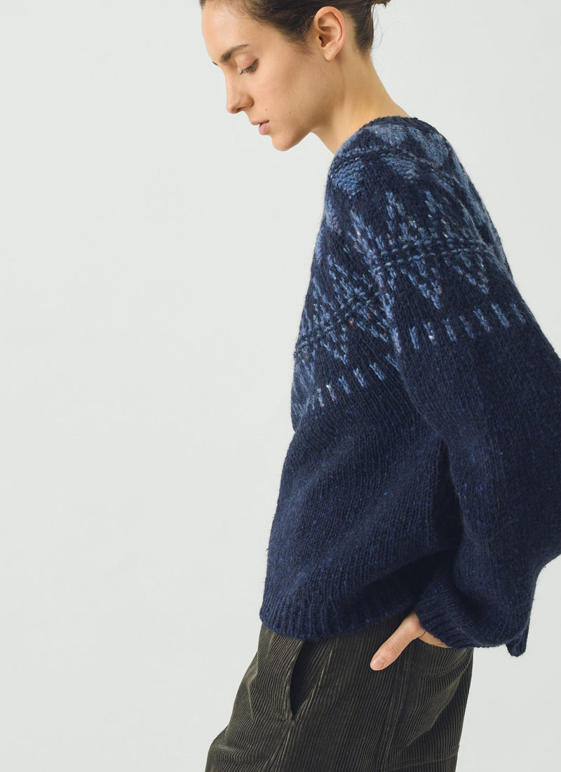 Harvest Yoke Donegal Sweater | Navy/Blue