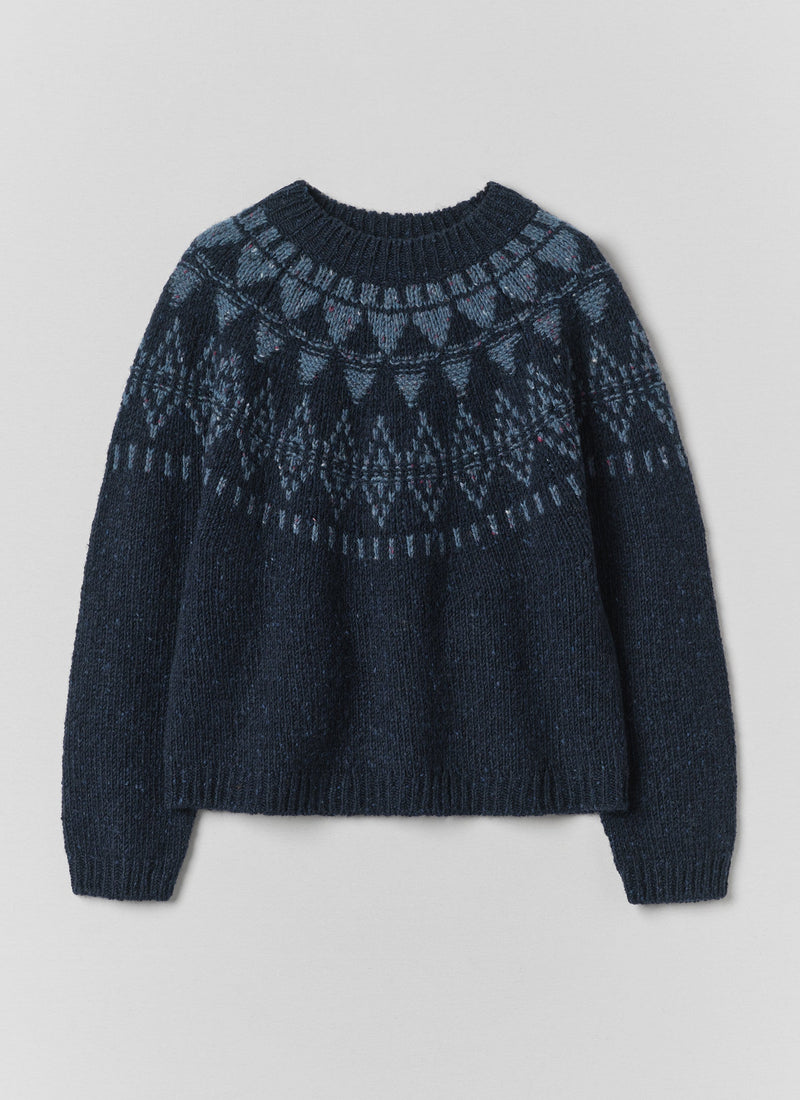 Harvest Yoke Donegal Sweater | Navy/Blue