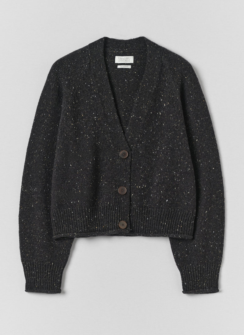 Donegal Wool V Neck Cardigan | Graphite
