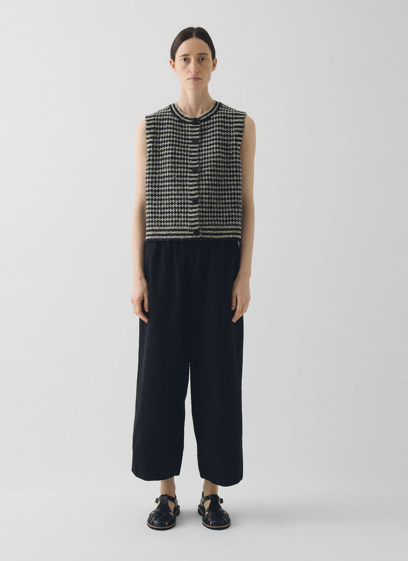 Striped Donegal Wool Buttoned Tank | Flax/Charcoal