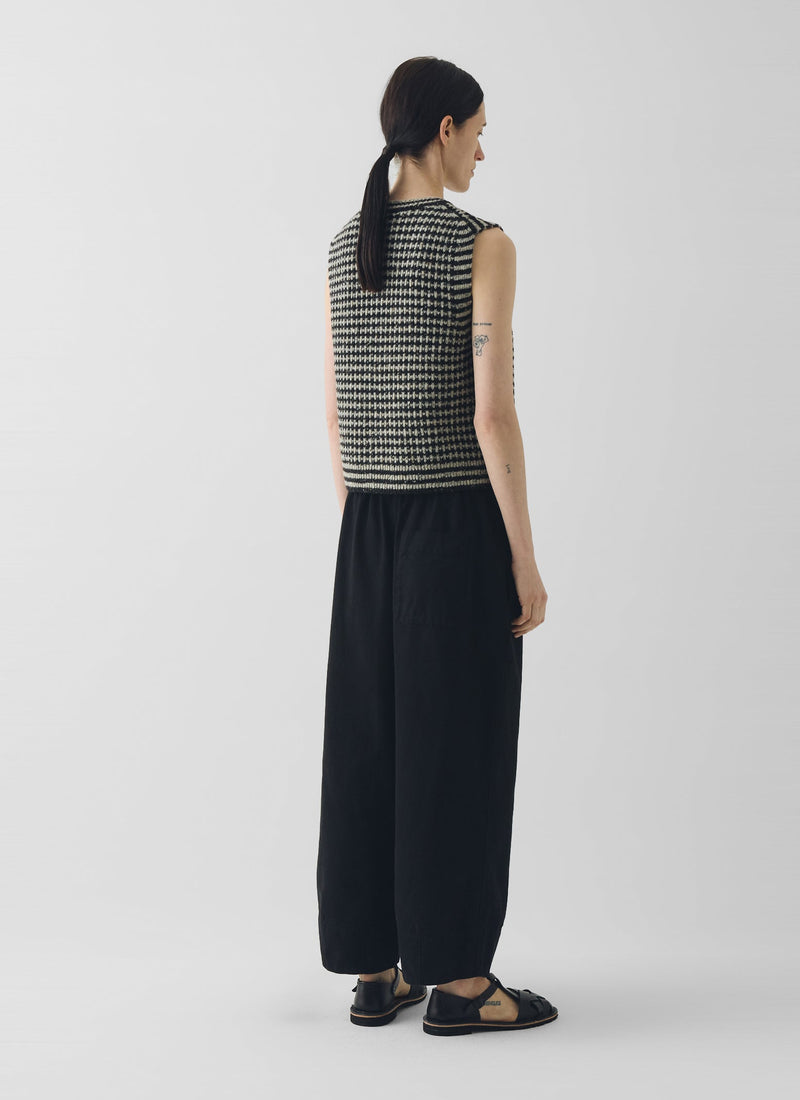 Striped Donegal Wool Buttoned Tank | Flax/Charcoal