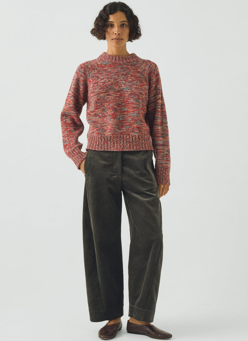 Marled Wool Sweater | Red Multi