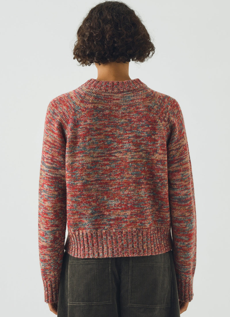 Marled Wool Sweater | Red Multi
