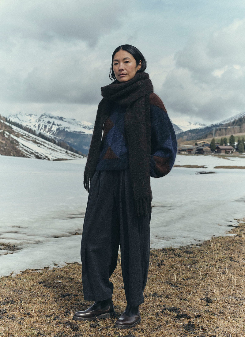 Intarsia Mohair Cotton Sweater | Shadow Blue Multi