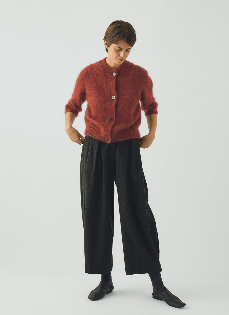 Mohair Cotton Half Sleeve Cardigan | Red Rock