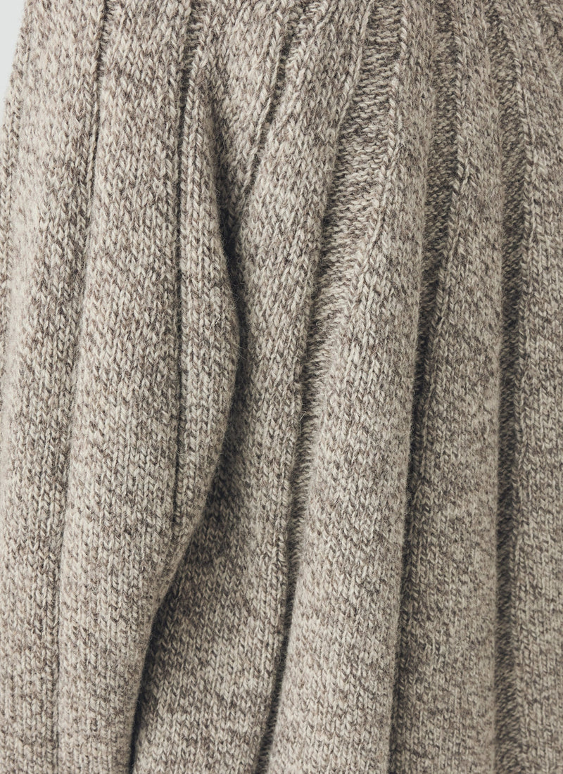 Wide Ribbed British Wool Sweater | Natural Marl