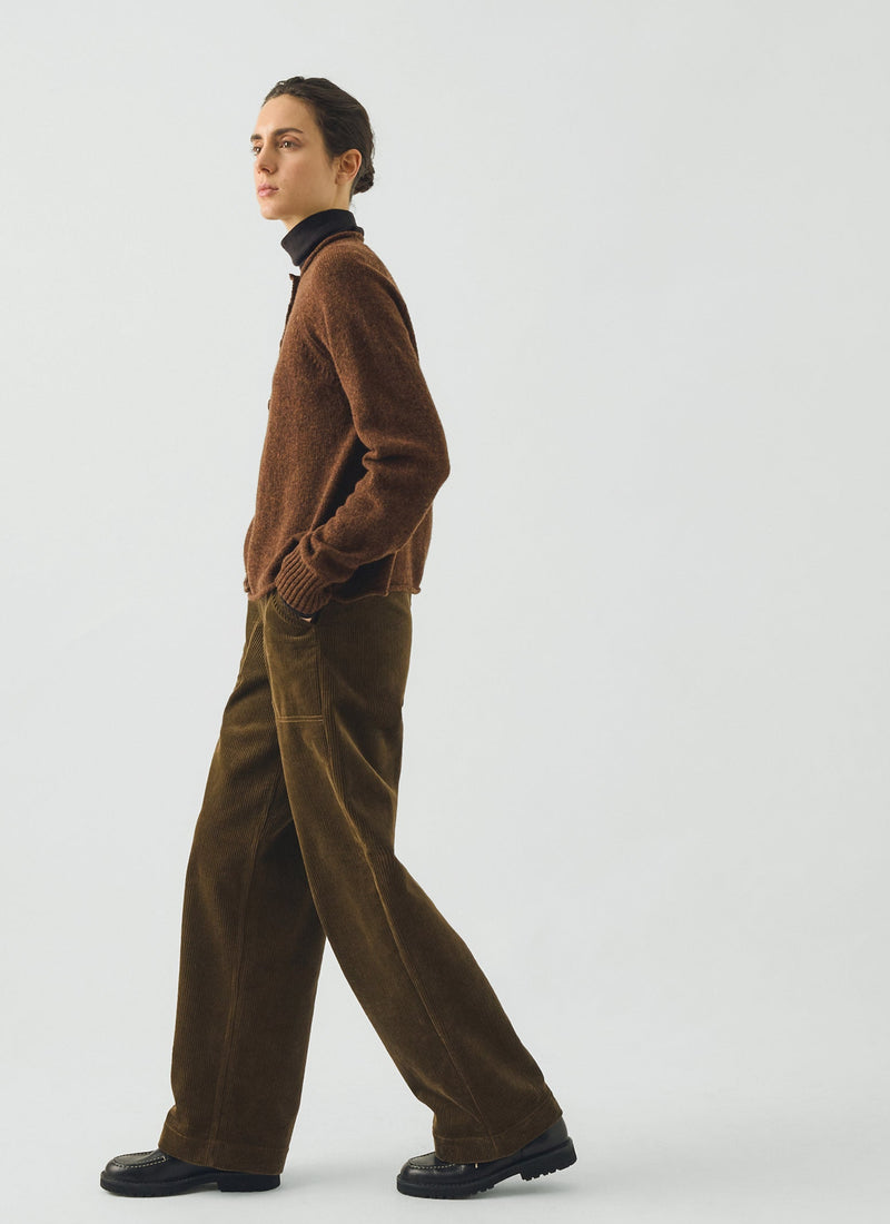 Heathery Wool High Neck Cardigan | Tobacco