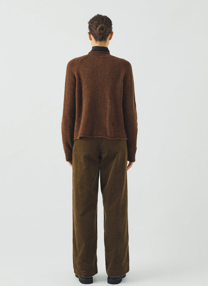Heathery Wool High Neck Cardigan | Tobacco