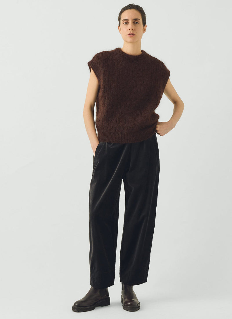 Mohair Cotton Lace Cable Tank | Chocolate