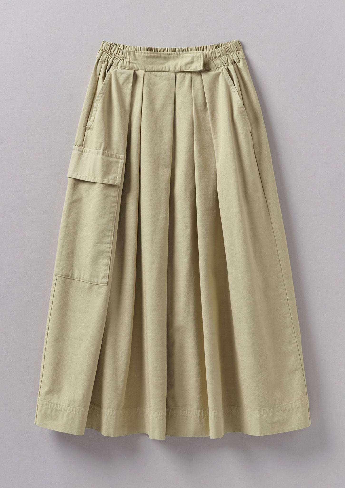 Pleated Patch Pocket Cotton Skirt Rye TOAST