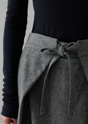 Wool Flannel Tie Front Culottes | Grey Melange