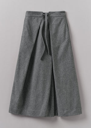 Wool Flannel Tie Front Culottes | Grey Melange