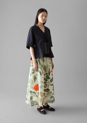 Foliage Print Poplin Skirt | Putty