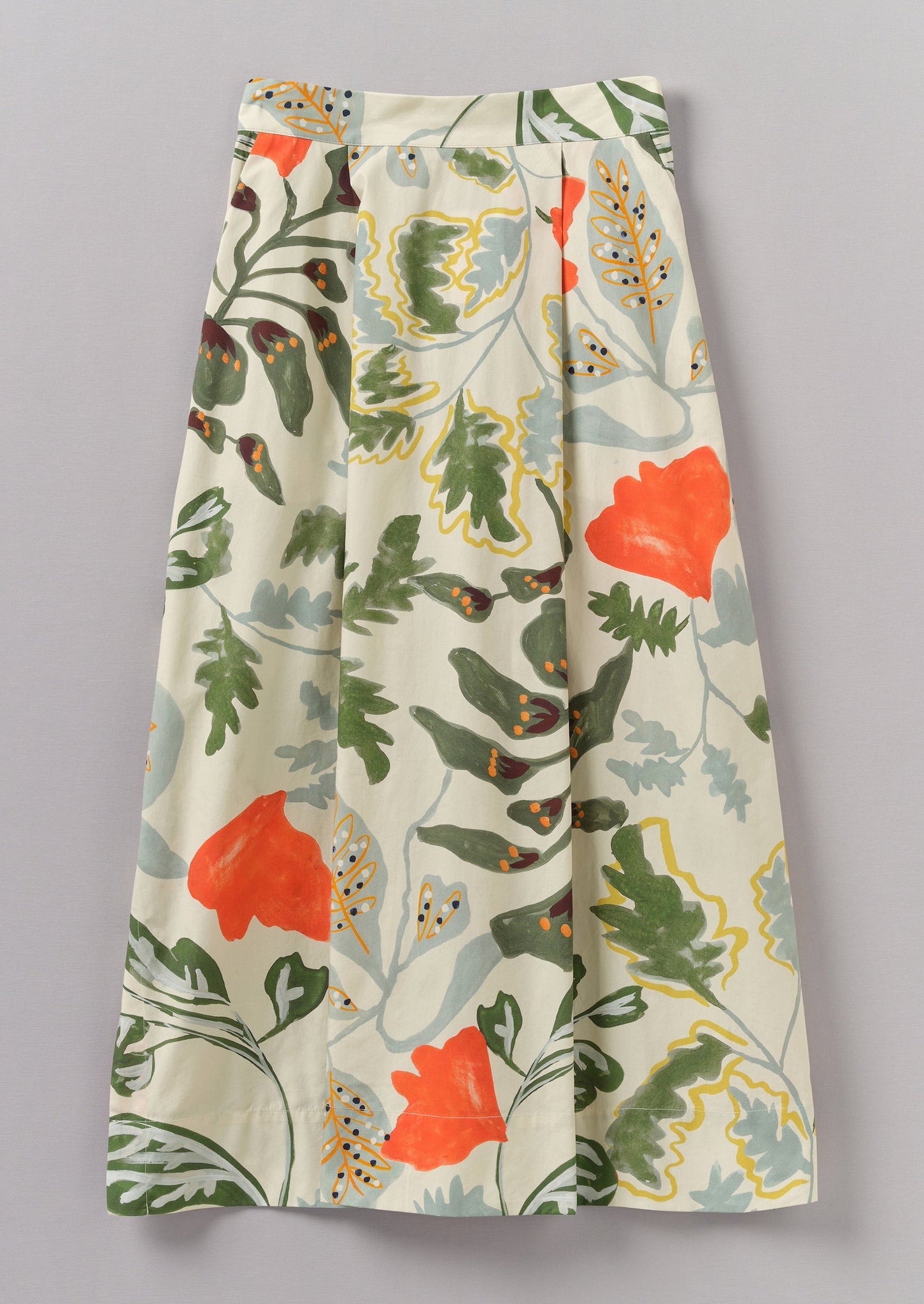 Foliage Print Poplin Skirt | Putty