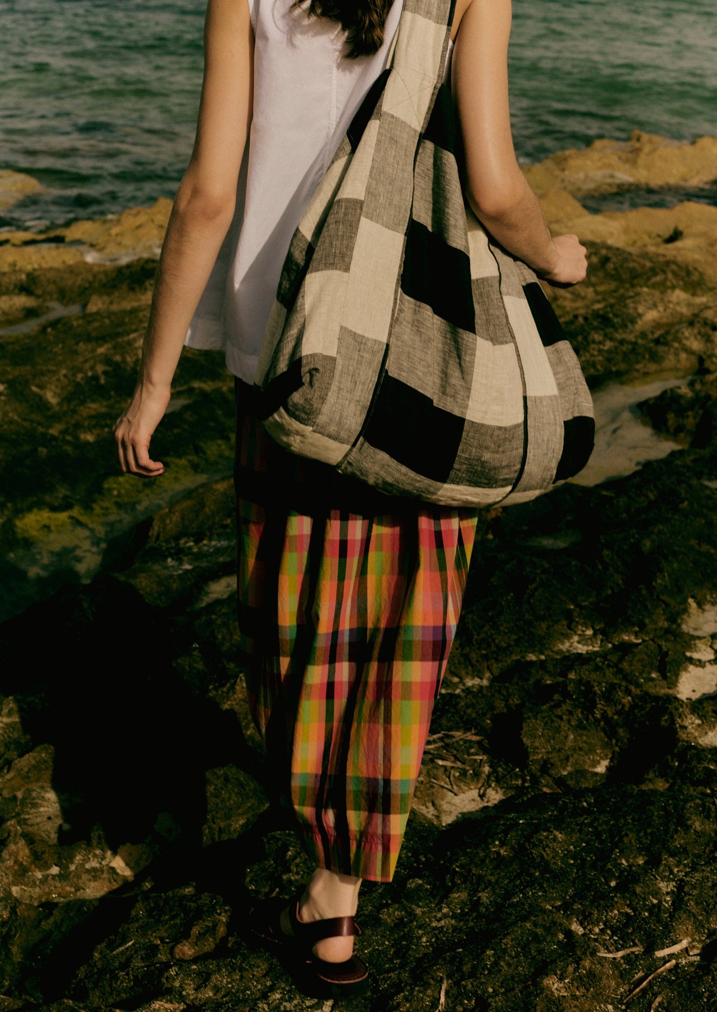 Pleated Check Cotton Skirt | Bright/Multi
