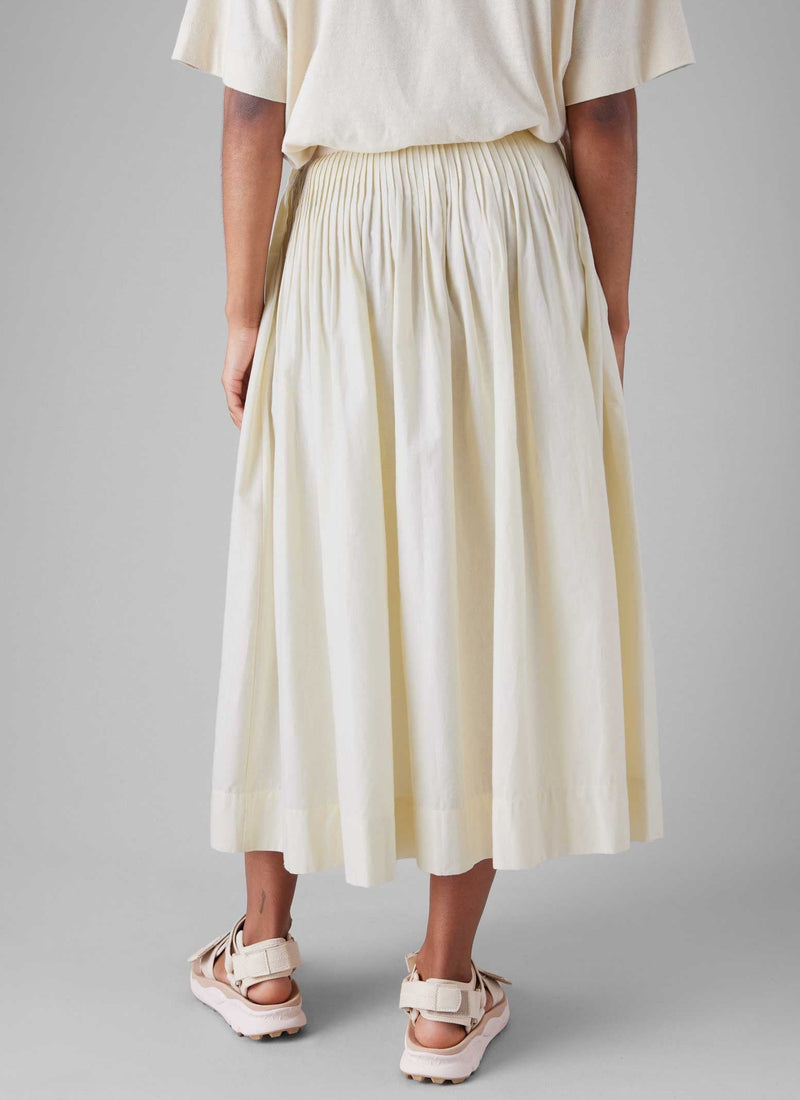 Pleated Cotton Linen Skirt | Ecru
