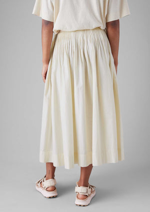 Pleated Cotton Linen Skirt | Ecru