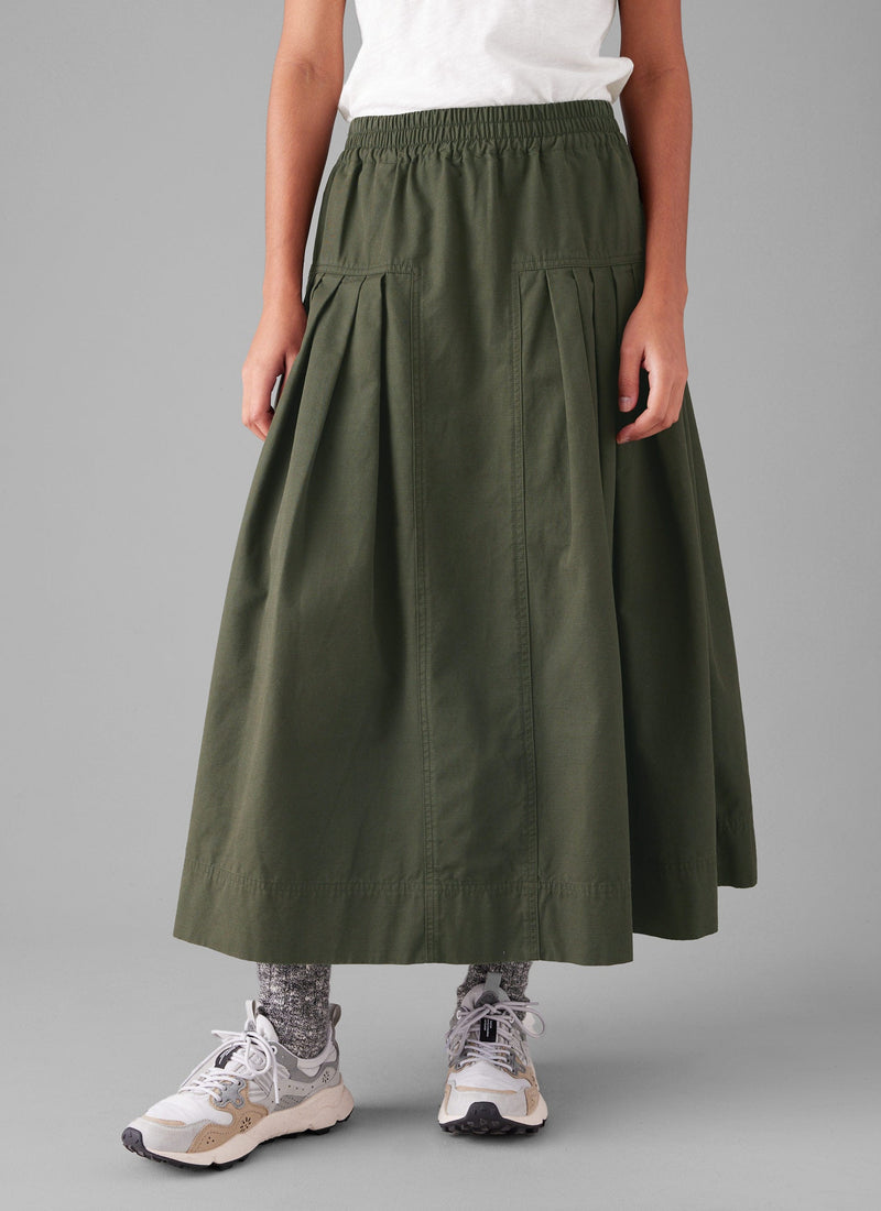 Pleated Cotton Skirt | Duffle Green