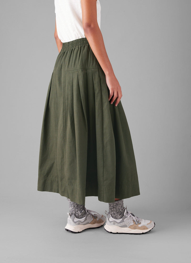 Pleated Cotton Skirt | Duffle Green