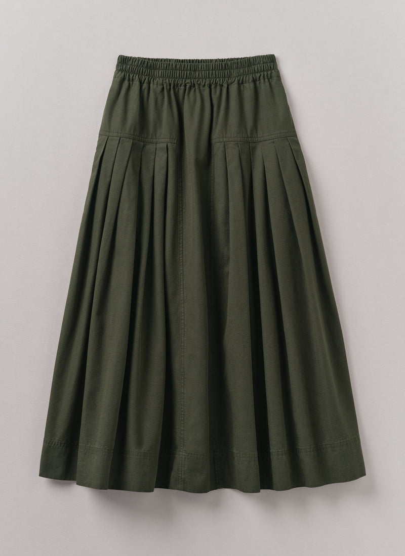 Pleated Cotton Skirt | Duffle Green
