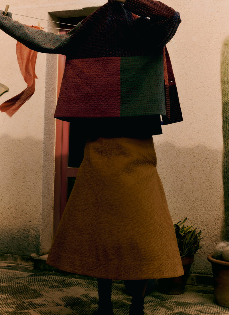 Quilted Cotton Linen Skirt | Tilia Honey