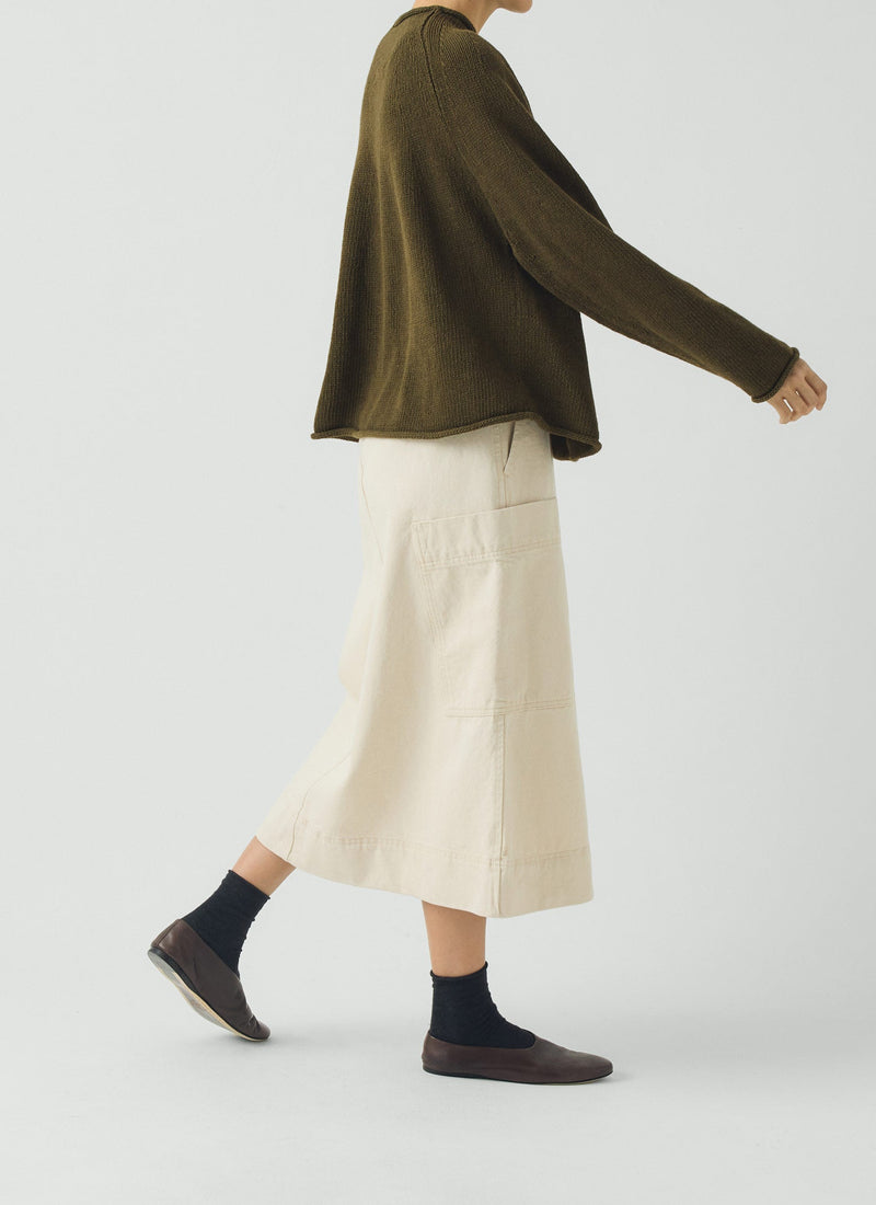 Denim Skirt | Ecru