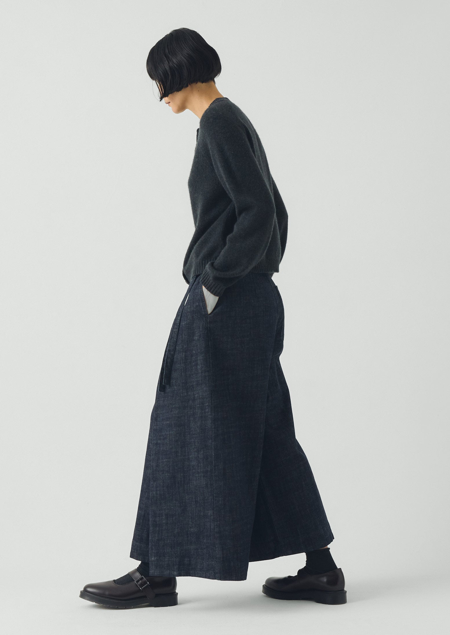 Pleated Wrap Denim Culottes | Indigo | TOAST
