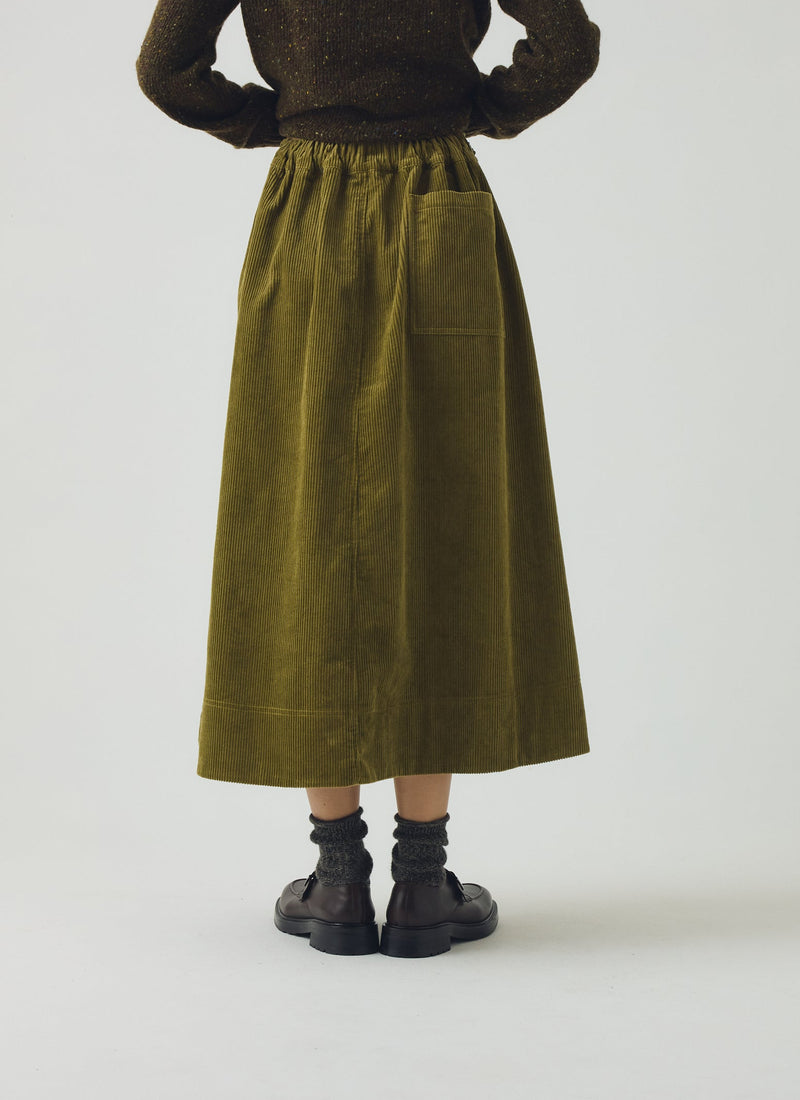 Cord A Line Skirt | Antique Olive