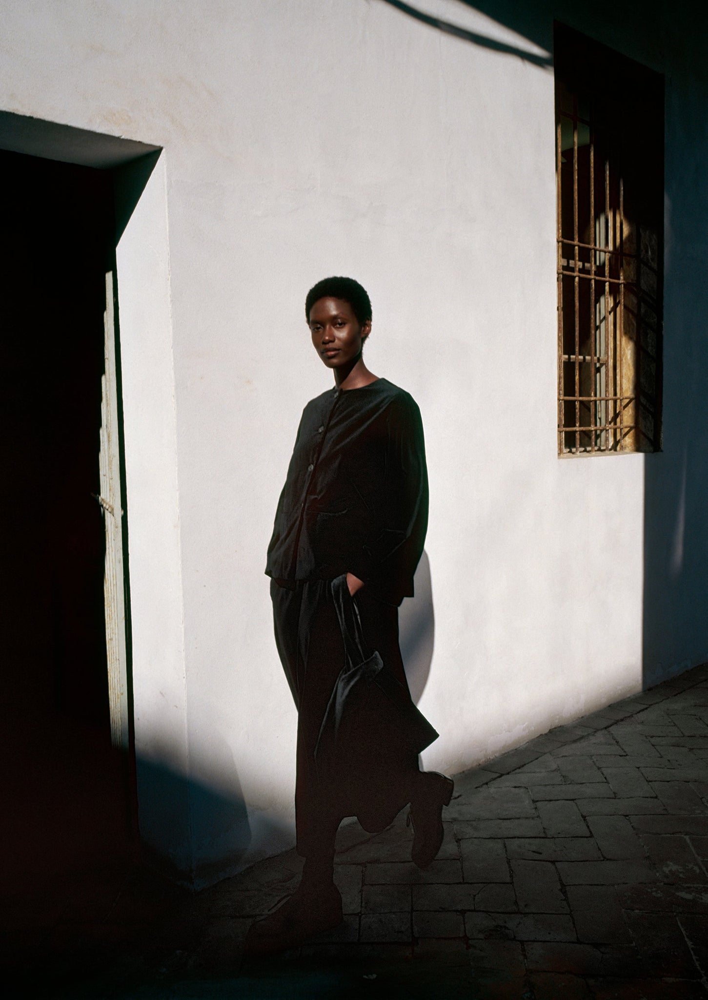 Cotton Velvet A Line Skirt | Black