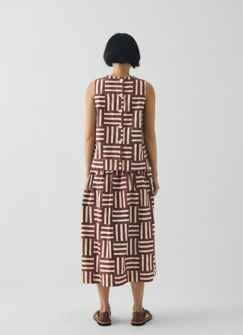 Block Print Patchwork Stripe Wrap Skirt | Sable
