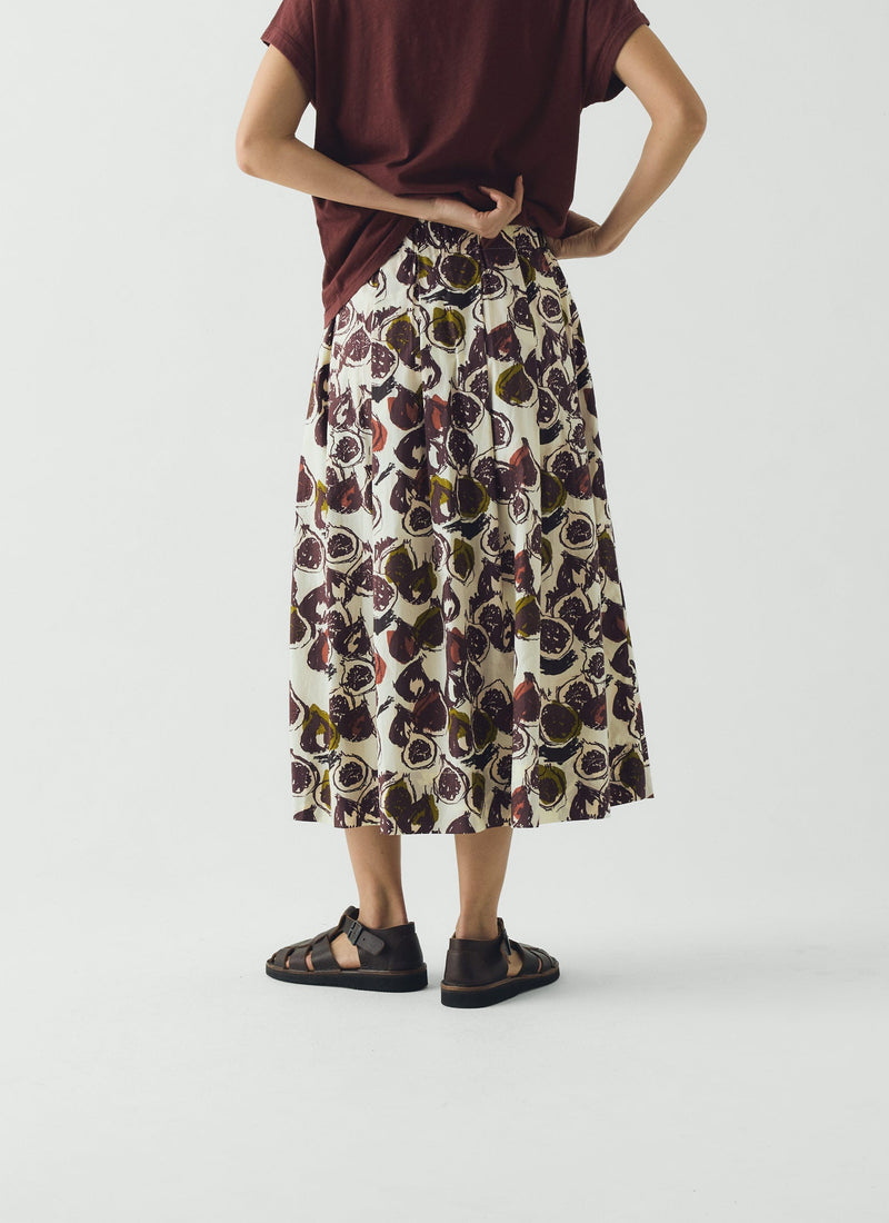 Fig Print Cotton Poplin Skirt | Chalk