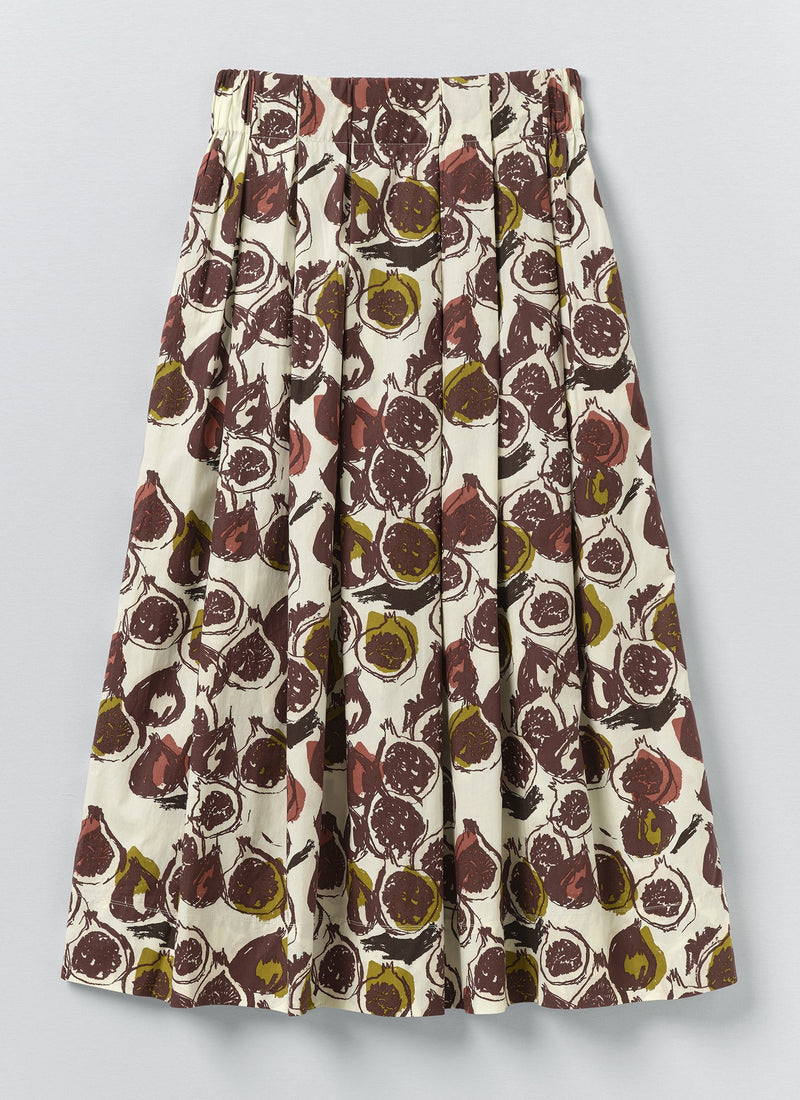 Fig Print Cotton Poplin Skirt | Chalk