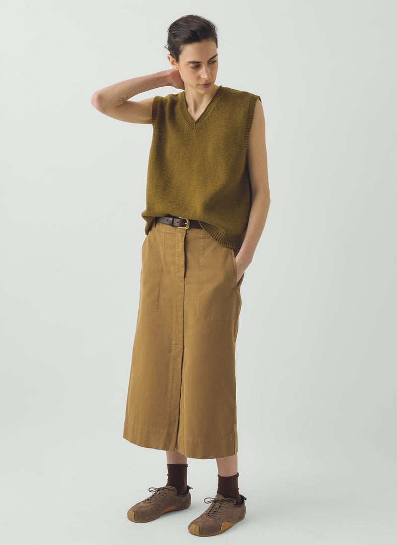 Straight Cotton Twill Skirt | Breen