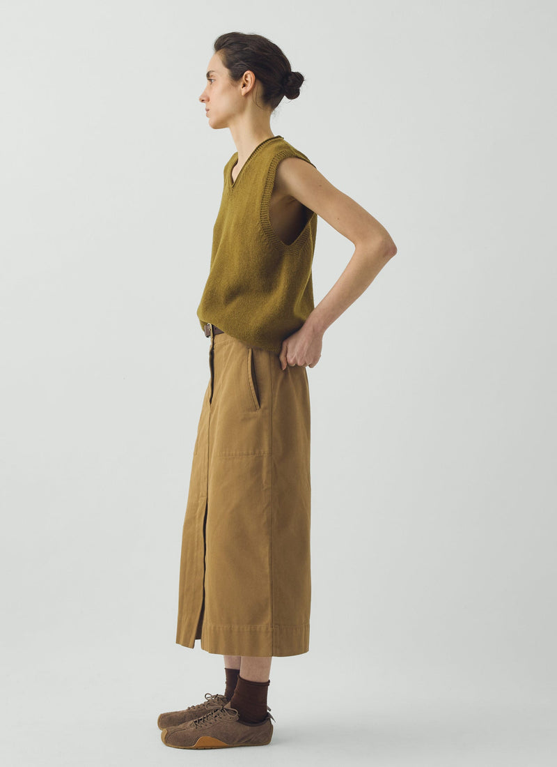 Straight Cotton Twill Skirt | Breen