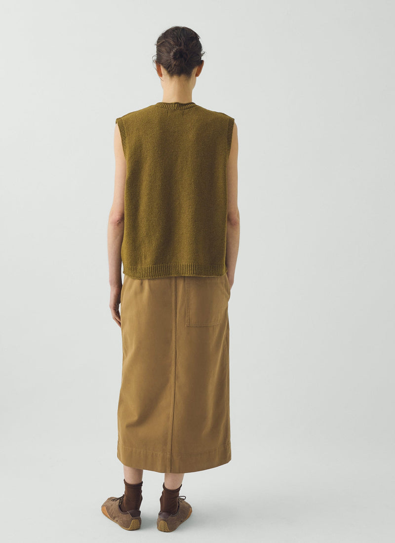 Straight Cotton Twill Skirt | Breen