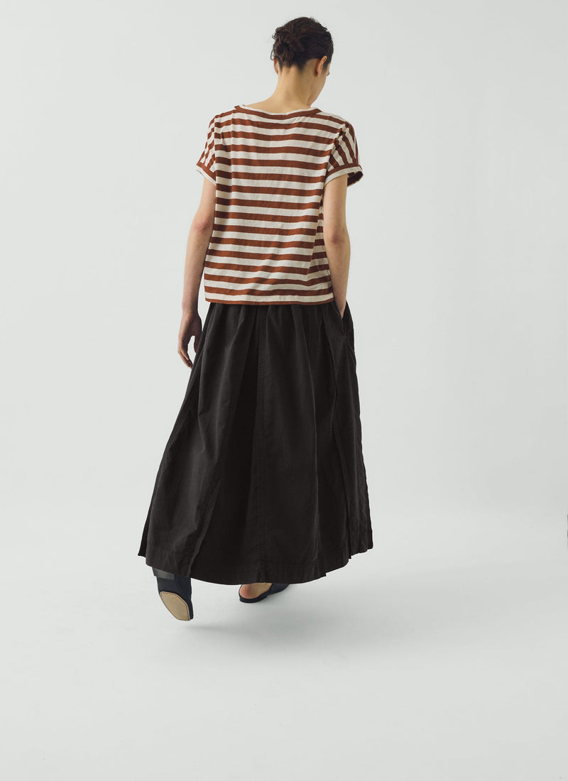 Cotton Linen Poplin Box Pleat Skirt | Slate