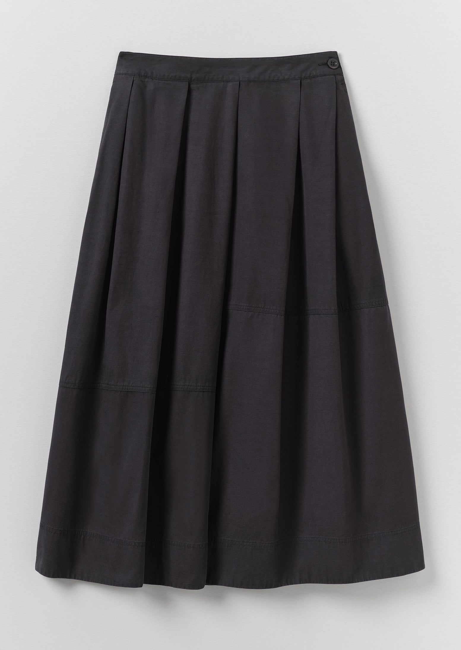 Slanted Pleat Cotton Skirt | Slate | TOAST