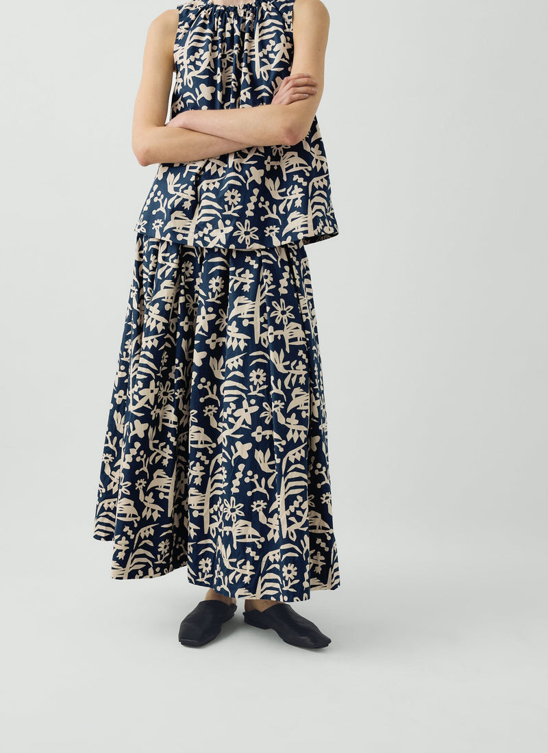 Emma Carlow Cut Out Print Cotton Skirt | Indigo Blue