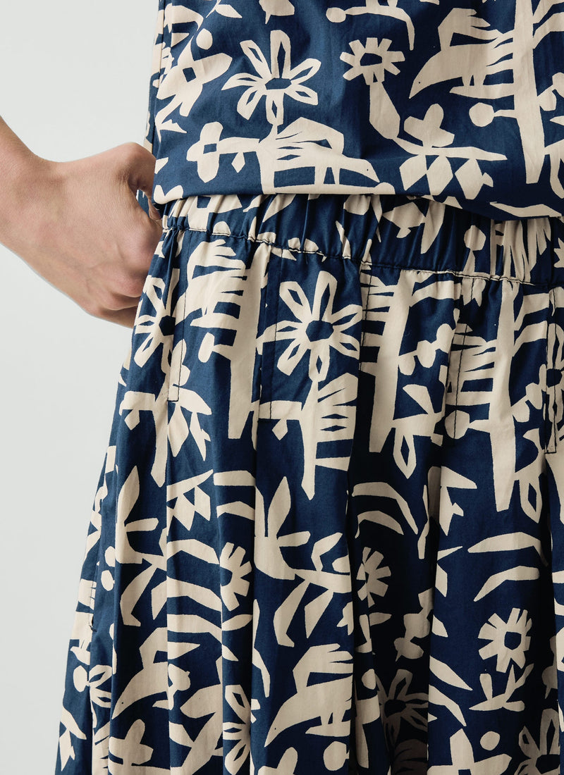 Emma Carlow Cut Out Print Cotton Skirt | Indigo Blue