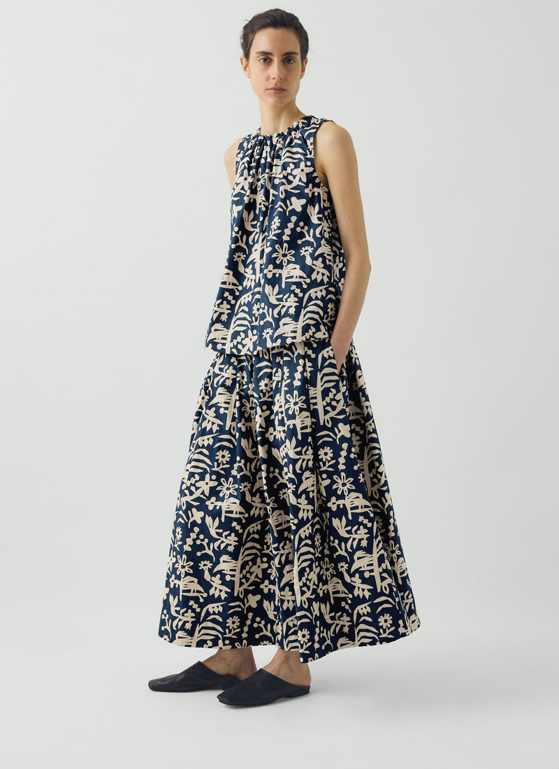 Emma Carlow Cut Out Print Cotton Skirt | Indigo Blue