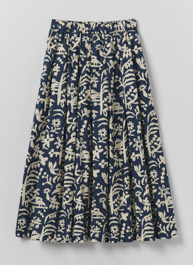 Emma Carlow Cut Out Print Cotton Skirt | Indigo Blue