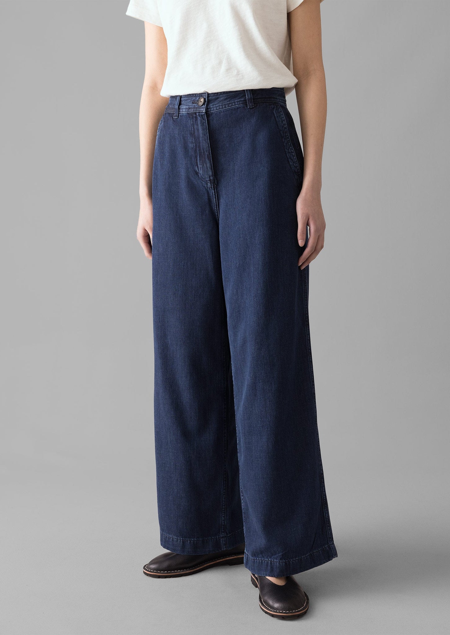 Seren Flat Front Indigo Denim Trousers | Indigo