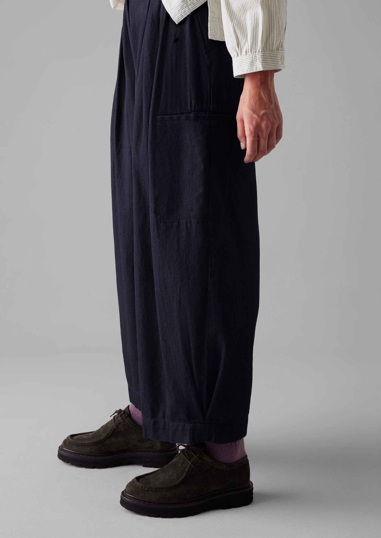 Indigo Cotton Twill Wide Leg Trousers | Indigo