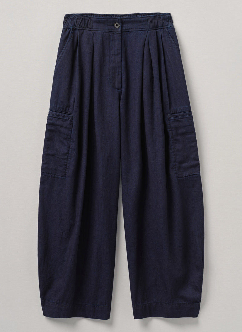 Indigo Twill Wide Leg Trousers | Indigo