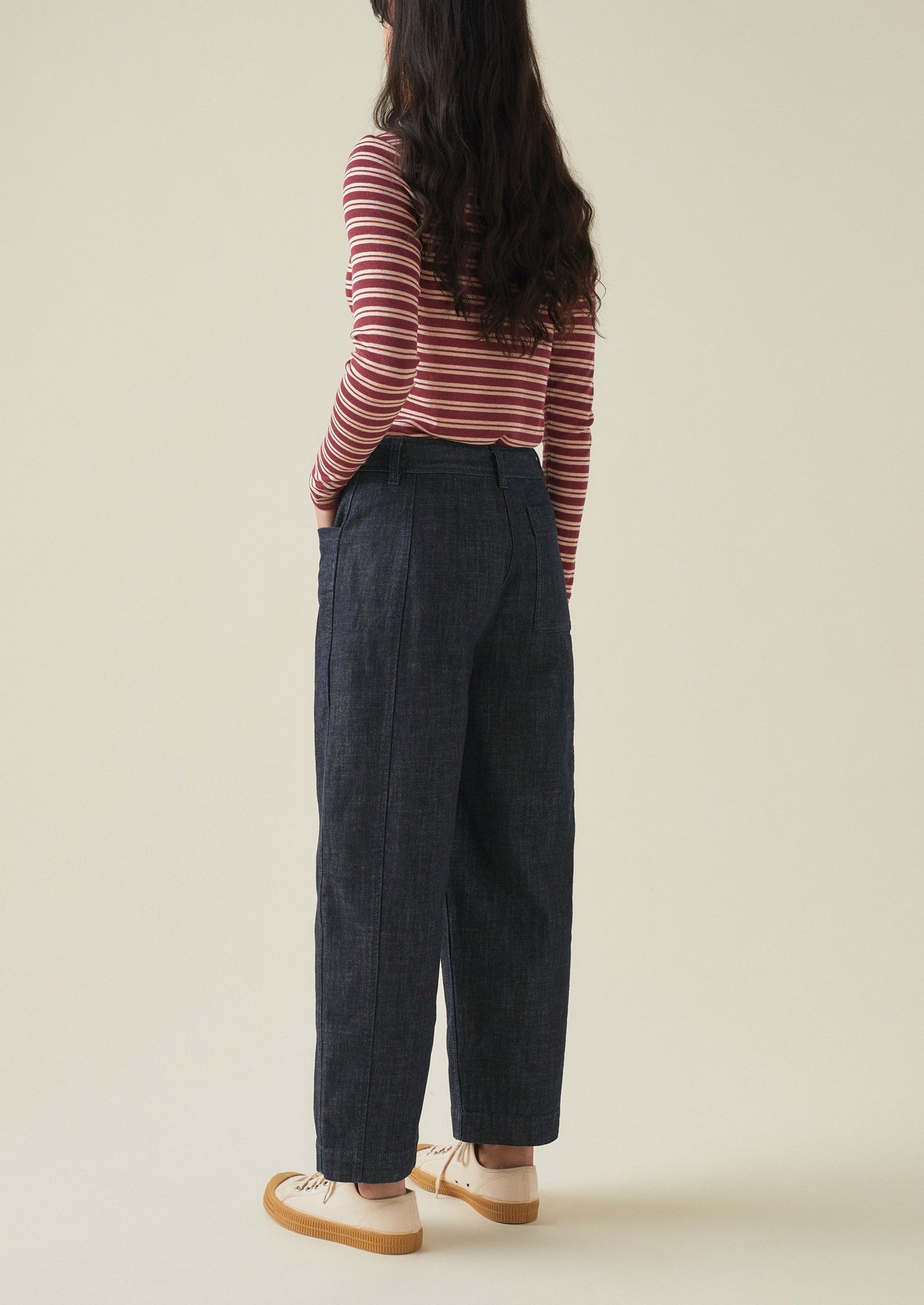 Panelled Organic Indigo Denim Trousers | Indigo