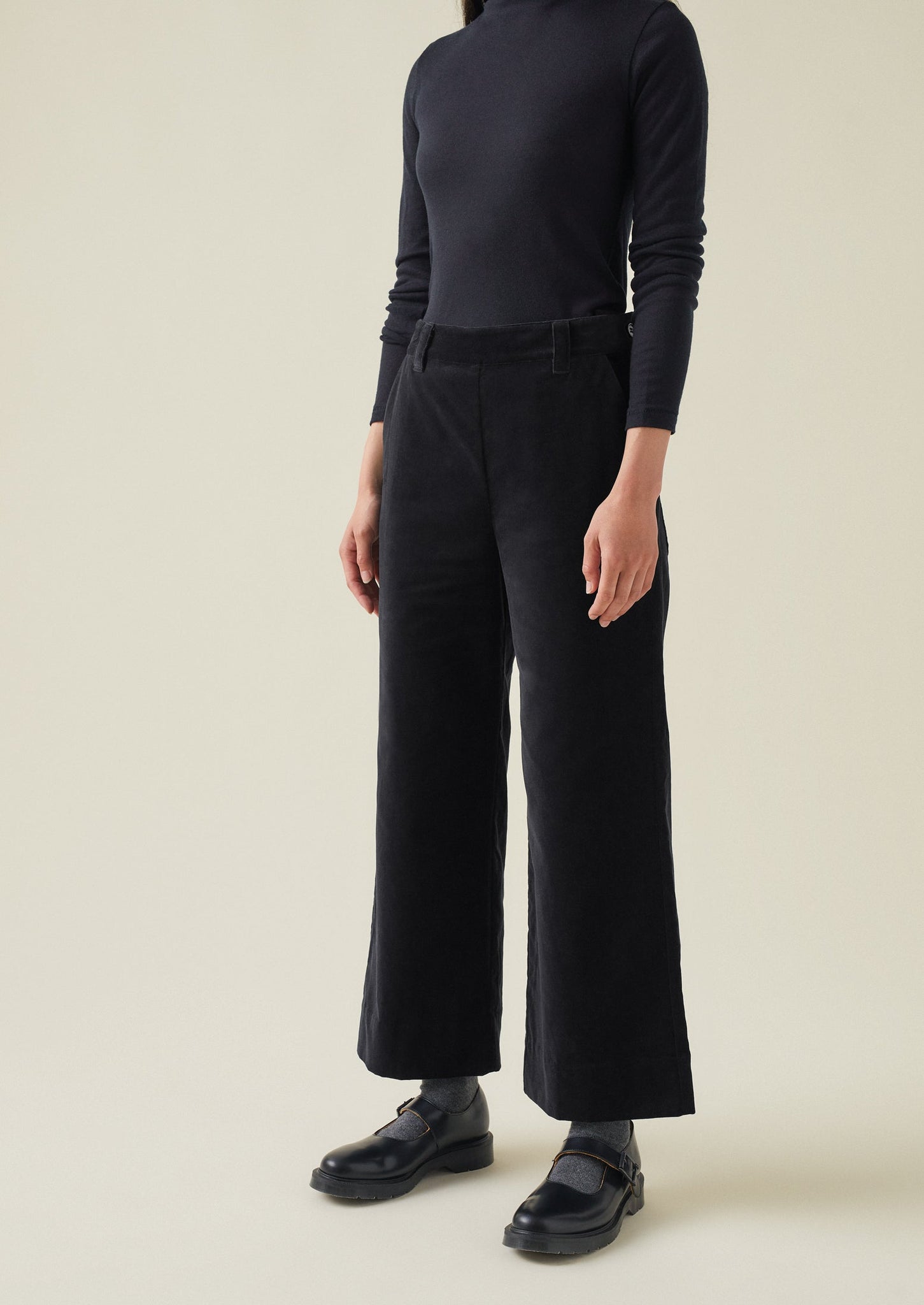 Kick Flare Cotton Velvet Trousers | Night