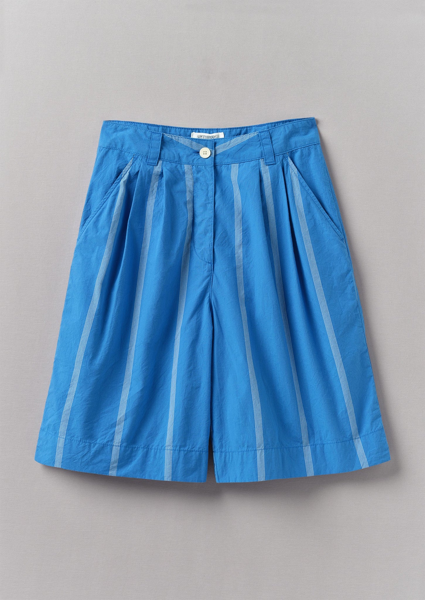 Summer Camp Stripe Organic Cotton Shorts | Enamel Blue